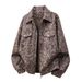 Men's Clothing Speckled Suede Jacket – Vintage-Inspired Lapel Coat, Stretch Polyester Blend, Relaxed Fit (Dark Gray/Caramel/Light Gray)_viptrois.com