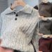 Men's Vintage Polo Knit Sweater – Classic Ribbed Collar Pullover (Old Money Aesthetic, Business Casual & Autumn Layering Essential)_viptrois.com