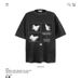 Men's Clothing American Retro Fashion Brand Washed Distressed Butterfly Print Short Sleeved T Shirt Men Ins Street Loose Couple Casual Tops_viptrois.com