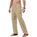 Men's Clothing New Men's Solid Color Cotton And Linen Pants Slim Casual Pants_viptrois.com