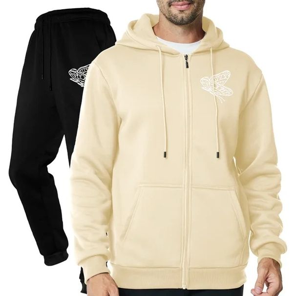 Men's Premium Polyester Jogger Set - Breathable Long-Sleeve Crewneck Hoodie & Tapered Pants For Gym & Casual Wear (Black/Navy/Grey/Khaki, S-XXXL)_viptrois.com