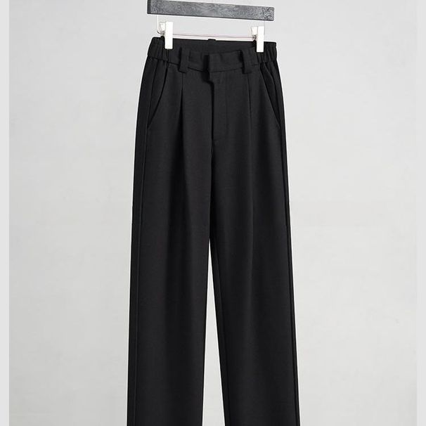 Autumn Winter Three-Dimensional Side Seam Dragon Bone Edge Design Sense Mid-High Waist Straight Draped Pants Men's_viptrois.com