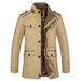 Men’s Slim-Fit Longline Jacket – 100% Cotton, Business Casual For Spring/Fall (Khaki/Black/Army Green, L-6XL, Lightweight & Breathable)_viptrois.com