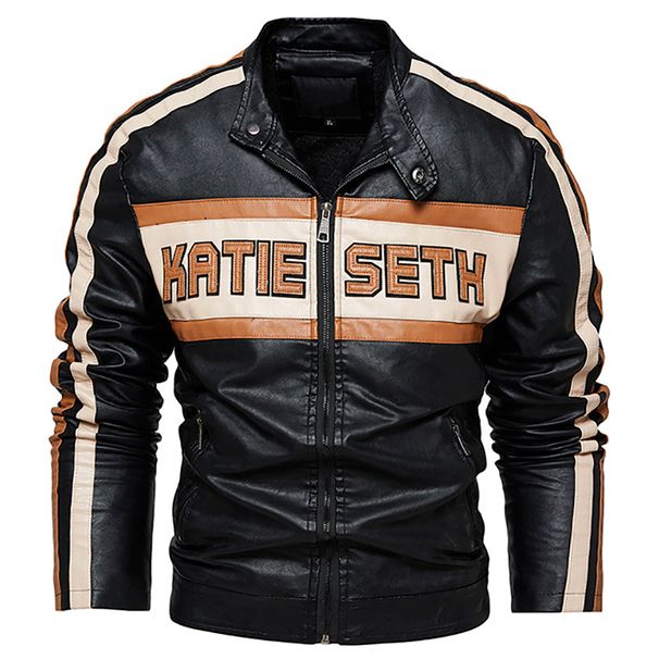 winter padded PU leather coat men's new winter fleece warm leather jacket jacket men's motorcycle leather jacket_viptrois.com