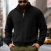 Men's American Retro Casual Long Sleeve Sweatshirt Stand Up Collar Zipper Pullover Loose Knitted Heavy Stitching Jacquard For Autumn And Winter_viptrois.com