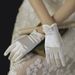 Unisex Wedding gloves Evening dress Black bridal Pearl short miss female short yarn lace hollowed-out satin bridal style_viptrois.com