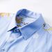 Men's Slim Fit Casual Shirt - Blue Striped Cotton Blend Patchwork Design, Comfortable & Stylish For Everyday Wear_viptrois.com
