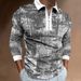 Polo Shirt Plaid Digital Printing Halloween Style Turn-down Collar Zipper Long Sleeve T-Shirt Men's Top_viptrois.com