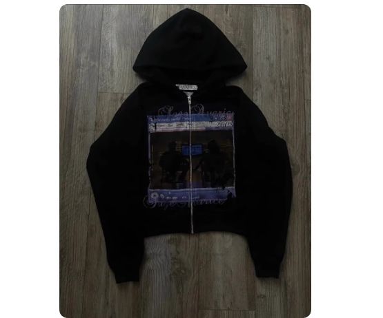 2025 New Shadow Print Zipper Hoodie Sweatshirt Versatile Jacket Hot Sale_viptrois.com