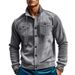 Men's Clothing Corduroy Collar Jacket Retro American Style Multi-Pocket Workwear Black Blue Khaki V-Neck Long Sleeve Casual Basic_viptrois.com