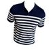 Summer Men's Ice Silk Thin Polo Shirt V Neck Short Sleeve Knitted Horizontal Striped Turn down Collar Trendy T-Shirt_viptrois.com