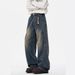 Autumn New Retro Washed Jeans Boys American High Street Deconstructed Wide Leg Loose Straight Casual Trousers_viptrois.com