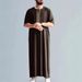 Men's Clothing New Middle Eastern Retro Muslim Mid Sleeve Embroidery Ethnic Style Moroccan Men's Robe Side Pockets_viptrois.com