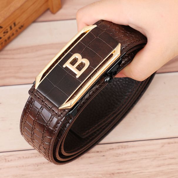 Men's Crocodile Belt, High Quality Belt With Automatic Buckle, Fashionable Jeans Strap, Trendy Men's Accessories_viptrois.com
