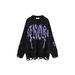 Trendy Couple's Distressed Letter Sweater - Oversized Pullover With Jacquard Design For Streetwear Lovers (Black/Brown, M-2xl)_viptrois.com