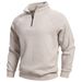 Men's Half-zip Fleece Pullover Hoodie - Stylish Stand Collar, Warm & Comfortable, Casual Loungewear (Navy, Black, Army Green, Light Gray, Beige)_viptrois.com