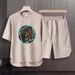 Men's Clothing 2024 Waffle Casual Summer Suit Loose Teen Short sleeved T shirt Shorts Handsome Two piece Suit_viptrois.com