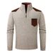 "Men's Fleece-Lined Half-Zip Knit Sweater – Breathable Thermal Pullover With Stand Collar"_viptrois.com
