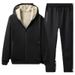 Men's Clothing Winter plus velvet thickened suit men's hooded cardigan jacket casual suit sweatpants warm youth plus velvet clothes_viptrois.com