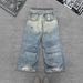 Men's Clothing Ripped Jeans Youth Retro Trend Loose Straight Long Pants_viptrois.com