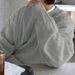 Vintage Cable Knit Sweater, Oversized Unisex Crewneck Long Sleeve Pullover, Casual Loose Fit For Men & Women_viptrois.com