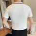 Men's New Summer Stretch Knitted Polo Shirt Slim Light Luxury Lapel Short Sleeved T Shirt Men_viptrois.com