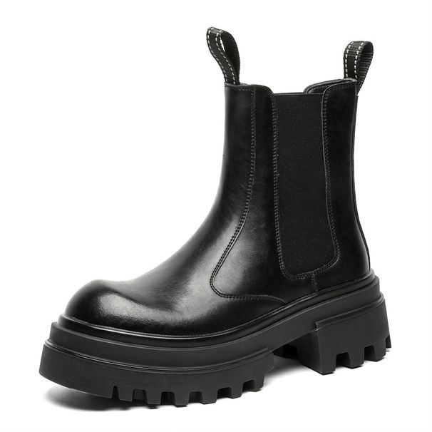 Thick-soled Heightening Tooling Boots Retro Martin Boots Men's High-top Thermal Foot Boots Chelsea Boots_viptrois.com
