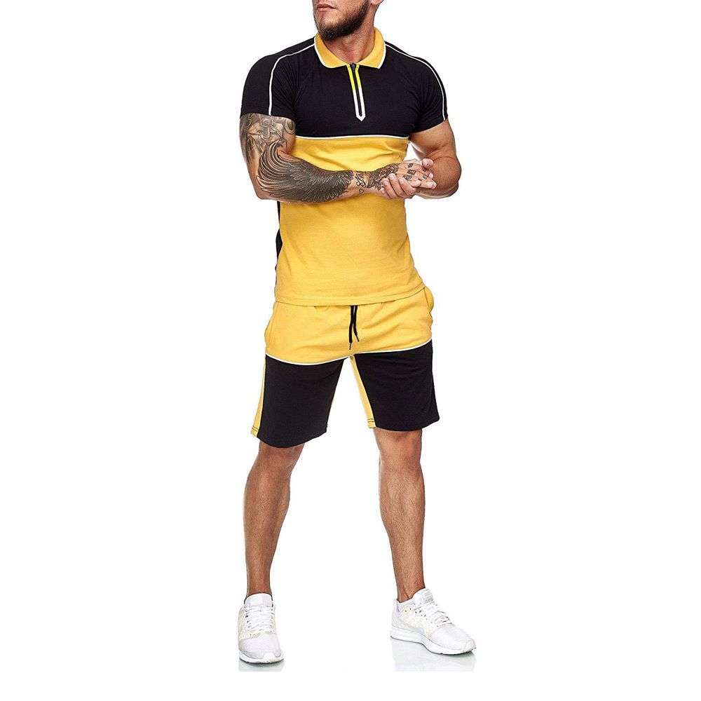 2025 New Short Sleeved Shirt Men's Summer Sports Color Blocked Casual Time_viptrois.com