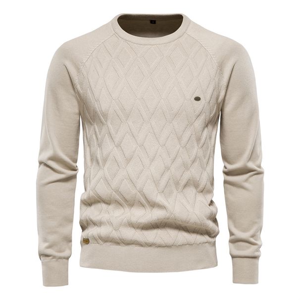 Nordmann High-Quality Cross-Border Trade Autumn Winter New Pure Cotton Men's Pullover Solid Color Knitted Sweater_viptrois.com