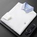 Men's Clothing Thin Striped Shirt Collar Splicing Two Piece White Sweater Men's Slim Business Casual Sweater_viptrois.com