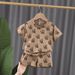 Mother & Kids Children's boy and girl baby suits 2024 Korean version boys' stylish printed suits two-piece suits for small and medium children_viptrois.com