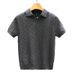 Men's Slim Fit Short Sleeve Polo Shirt - Breathable Knit Fabric, V-Neck & Collar Design, Casual Business Wear (Black, White, Gray, Coffee)_viptrois.com