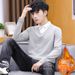 Knitted Autumn Long Sleeve Low Shirt Two-Piece Top Spring Sweater Men's European And American Style_viptrois.com