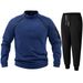 Men's Stand Collar Fleece Tracksuit Set - Soft Coral Fleece Zip-Up Jacket & Joggers For Casual & Streetwear (White, Blue, Gray, Olive, Black)_viptrois.com