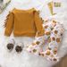 Babies' clothes Infants and Children Solid Color Long-sleeved Bow Knot Pullover Printed Flared Pants Trousers Set Autumn_viptrois.com