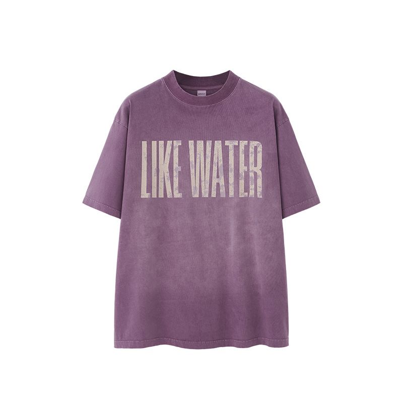 Men's Clothing Men's Wear | Retro Cracked Sprayed Monkey Washed Printed T Shirt 2025 Spring And Summer New Trendy Brand Loose Short Sleeve_viptrois.com