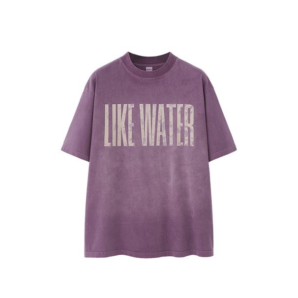 Men's Clothing Men's Wear | Retro Cracked Sprayed Monkey Washed Printed T Shirt 2025 Spring And Summer New Trendy Brand Loose Short Sleeve_viptrois.com