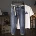 Large Size Men's Spring And Summer Trendy Brand Jeans Men's Versatile Embroidery Plus Fattening Plus Slim Denim Trousers Men's Jeans_viptrois.com