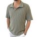 Polo Shirt Lapel Sweater 2025 New Men's Color Matching Short Sleeve Cross Border European And American Muscle Men's Clothing_viptrois.com