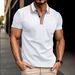 Men's Clothing Collar Striped Casual Polo Shirt Lapel Button Business Versatile T Shirt Top_viptrois.com