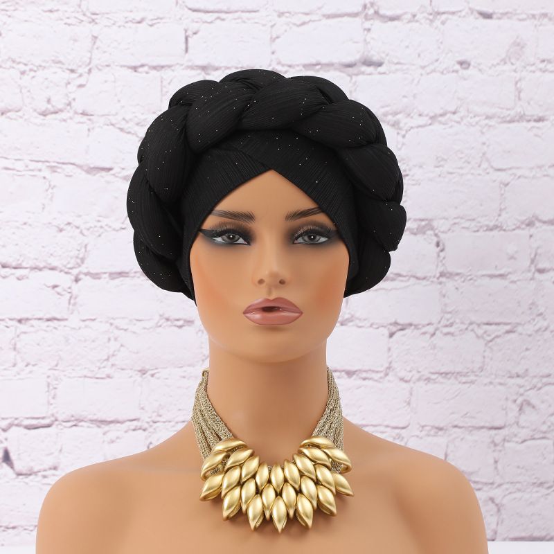 Muslim hat Pit striped sequin crossed brim sponge braid hat_viptrois.com