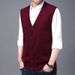 New Men's Wool Yarn Knitted Vest Vest Sweater Solid Color Casual Sweater Sleeveless Vest Manufacturer Knitted Cardigan Men_viptrois.com
