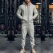 Men's Clothing autumn and winter men's solid color plus velvet warm waterproof zipper long sleeve hooded casual sports suit_viptrois.com