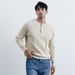 Men's Henley Neck Knit Sweater – Slim-Fit Breathable Pullover For Business Casual (White/Black/Green/Beige, M-XXXL)_viptrois.com