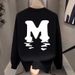 Men's Casual Long Sleeve Round Neck Sweatshirt - Soft Fleece Lined, Loose Fit, Streetwear Style, Letter Print, Black & White Options (S-5XL)_viptrois.com