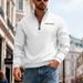 Men's Fleece-Lined Heavyweight Half-Zip Sweatshirt Winter Thermal Pullover With Stand Collar & Contrast Trim Outdoor Sportswear_viptrois.com