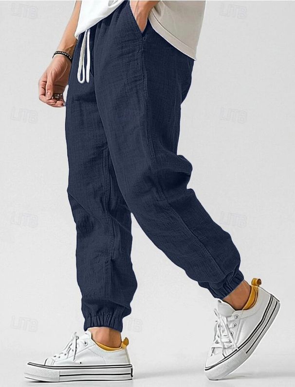 "Men's Casual Linen-Blend Pants - Straight Leg, Relaxed Fit, Breathable & Lightweight For Everyday Wear (S-XXXL, 7 Colors)_viptrois.com