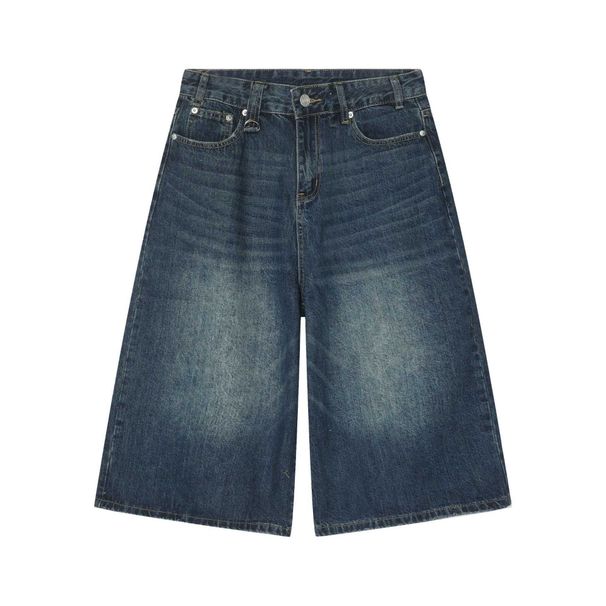 Unisex Washed Distressed Wide Leg Cropped Jeans American Retro Summer Neutral Straight Loose Fit_viptrois.com