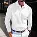 Men's Clothing Lapel Business Button Slim Long Sleeve Slim Fit Long Sleeve Knit Shirt - Business Casual Button Down & Zip Up Styles In Classic Colors_viptrois.com