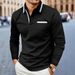 Unbeatable Quality Men's Spring And Autumn Daily Casual Splicing Pocket Solid Color Collar Long Sleeve Large Polo Shirt_viptrois.com